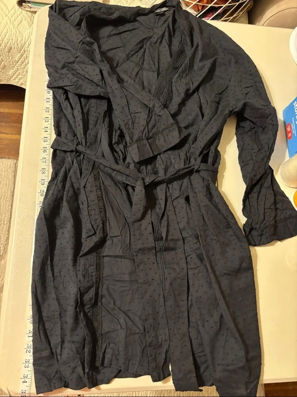 Fairy Grunge Eileen West Black Robe Size Large Lace Dainty Cotton Boho Chic